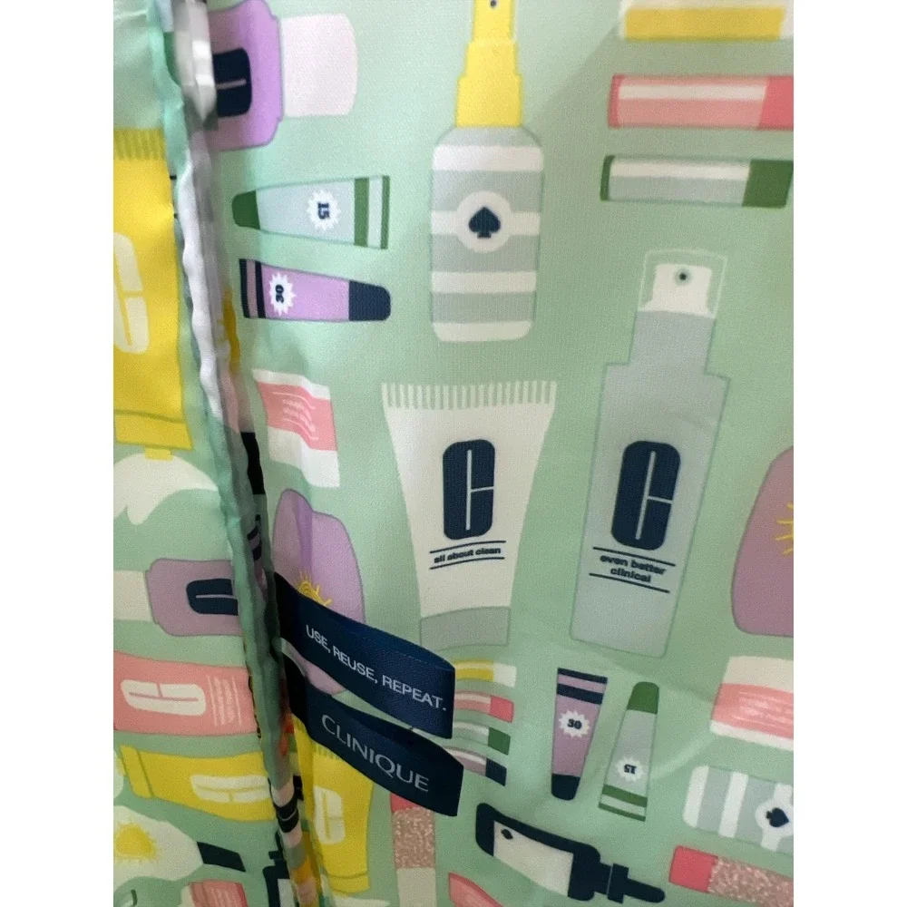 Clinique X Kate Spade New York Tote Bag Mint Green Bag of Tricks Cosmetic Print‎ - Picture 5 of 6